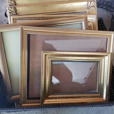 LOT 65G: Large Assortment of Beautiful Decorative Frames; Brass, Wood, and Metal in Baskets