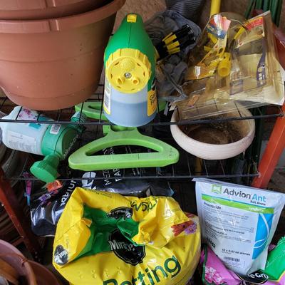 LOT 71G: Garden and Yard Cleanout; Tools, Firewood Rack, Strawberry Pot & Planters, Soil, and More