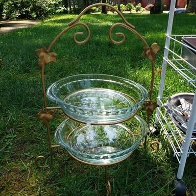LOT 72G: Kitchen and Baking Assortment; Rolling Cart, Cookie Cutters, Baking Pans, Mixing Bowls, and More