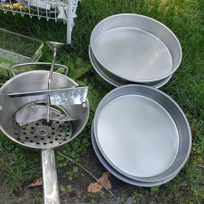LOT 72G: Kitchen and Baking Assortment; Rolling Cart, Cookie Cutters, Baking Pans, Mixing Bowls, and More