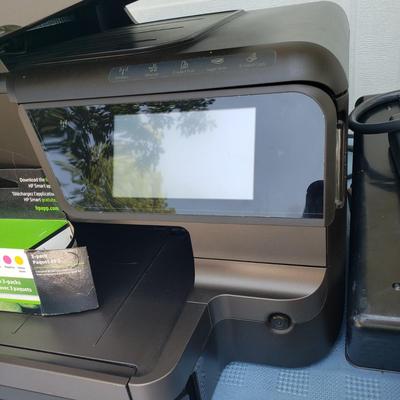 LOT 74G: Office Equipment; P-Touch Labeler, HP Office Jet Printer, Desk Organization, and More