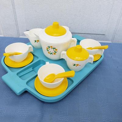 LOT 77G: Toy Collection; Vintage Fisher-Price Tea Set, Building Blocks, Spider Man Operation, and More