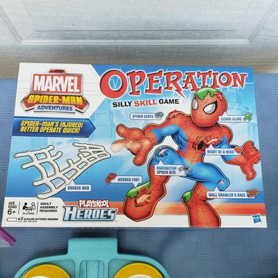 LOT 77G: Toy Collection; Vintage Fisher-Price Tea Set, Building Blocks, Spider Man Operation, and More