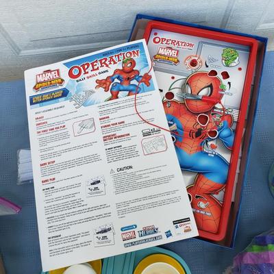 LOT 77G: Toy Collection; Vintage Fisher-Price Tea Set, Building Blocks, Spider Man Operation, and More