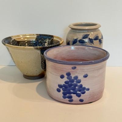 LOT 101F: Three Glazed Pottery Pieces - 2 Signed
