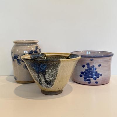 LOT 101F: Three Glazed Pottery Pieces - 2 Signed