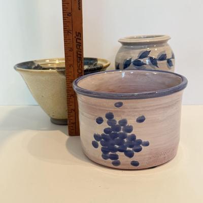 LOT 101F: Three Glazed Pottery Pieces - 2 Signed