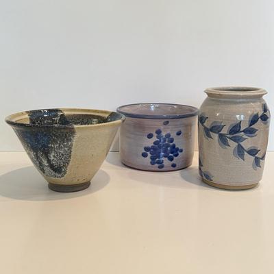 LOT 101F: Three Glazed Pottery Pieces - 2 Signed