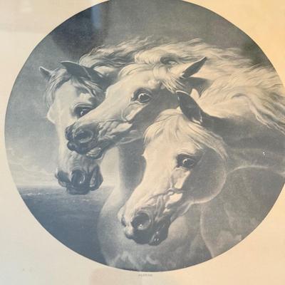 LOT 102F: Vintage Pharaoh's Horses Framed Poster & Horse Statue