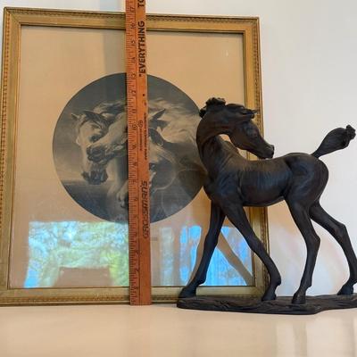 LOT 102F: Vintage Pharaoh's Horses Framed Poster & Horse Statue