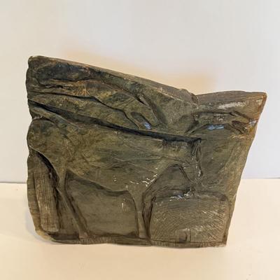 LOT 105F: Porcelain Horse Statue & Stone Slab Carving