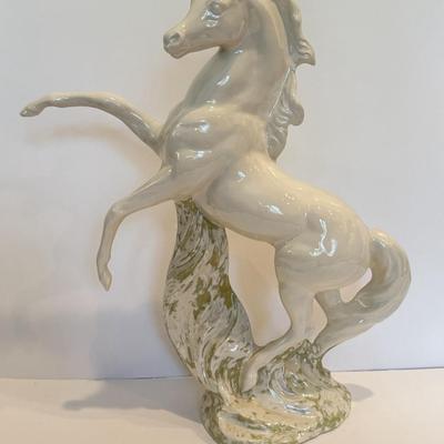 LOT 105F: Porcelain Horse Statue & Stone Slab Carving