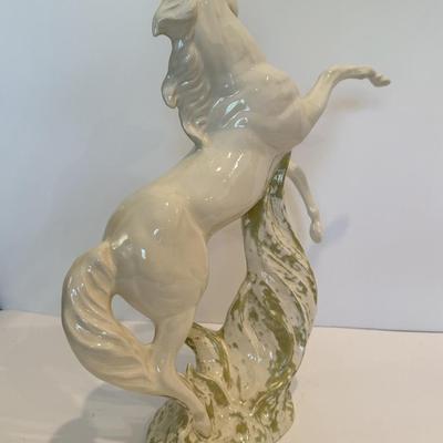 LOT 105F: Porcelain Horse Statue & Stone Slab Carving