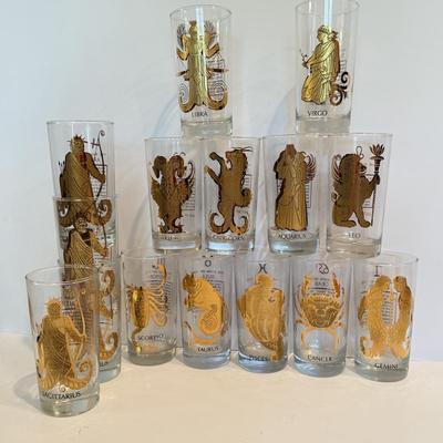 LOT 108F: Stunning Gold Accent Zodiac Glasses