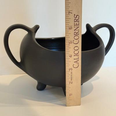 LOT 110F: Black Pottery Handled Bowl & Brass Indian Lidded Vessel