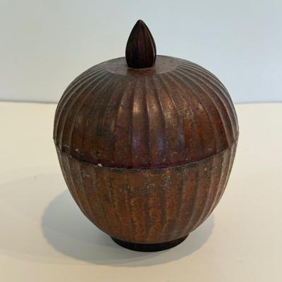 LOT 110F: Black Pottery Handled Bowl & Brass Indian Lidded Vessel