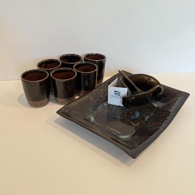 LOT 111F: Hand Made Hilborn Pottery Tray & More