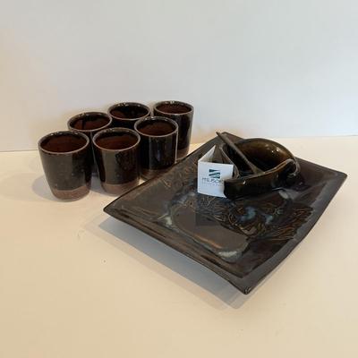 LOT 111F: Hand Made Hilborn Pottery Tray & More