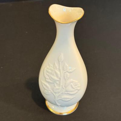 LOT 112F: Three Lenox Vases w/ Rose Trinket Box
