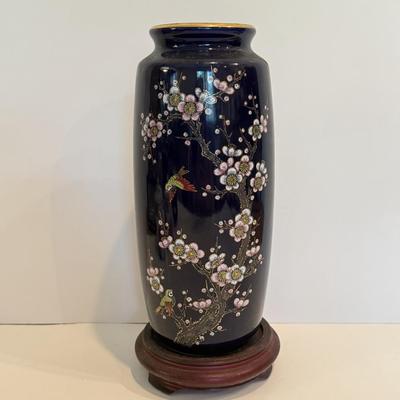 LOT 116F: Hand Embroidered Fabric, Signed China Tea Cups, Big Blue Vase (Hand Painted) & More
