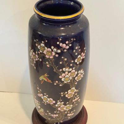 LOT 116F: Hand Embroidered Fabric, Signed China Tea Cups, Big Blue Vase (Hand Painted) & More