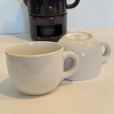 LOT 117F: Teapots & Cups w/ Steepers, Pfaltzgraff Tea Pot w/ Warmer