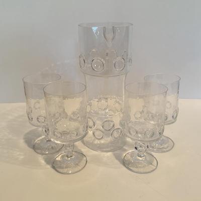LOT 120F: Funky Wine Decanter w/ 4 Matching Glasses
