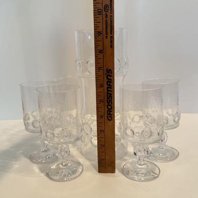 LOT 120F: Funky Wine Decanter w/ 4 Matching Glasses