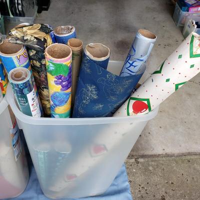 LOT 124G: Holiday Decor and Large Assortment of Wrapping Paper for Various Holidays