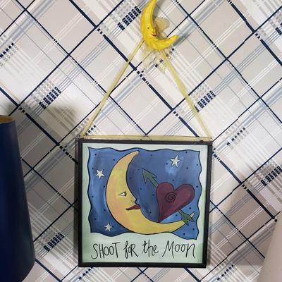 LOT 128L: Vintage Celestial Blue Decor Collection; Mirror, Wall Hanging, Lamps, and More