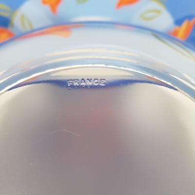 LOT 130L: Arcoroc France Blue Matys Glass Tableware with Orange Tulips