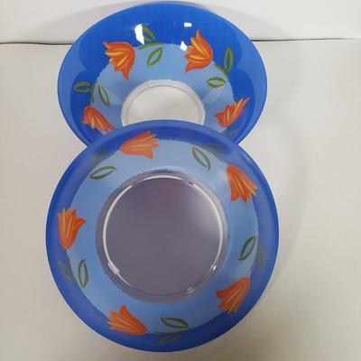 LOT 130L: Arcoroc France Blue Matys Glass Tableware with Orange Tulips