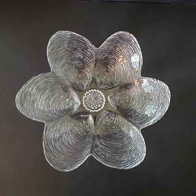 LOT 131L: Embossed Oyster Shell Dish, Mikasa Satin Leaves Bowl, and Set of 12 Botanic Leaf Dishes