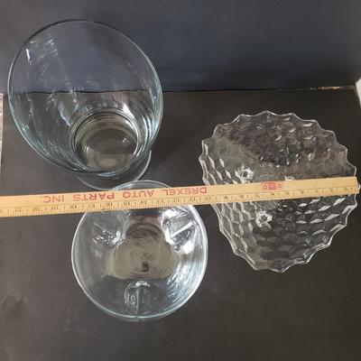 LOT 132L: Fostoria American Footed Dish and Clear Glass Decorative Pieces