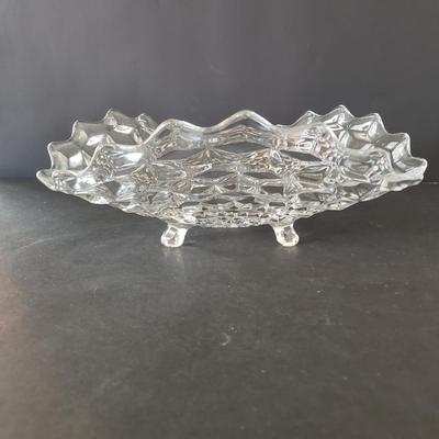 LOT 132L: Fostoria American Footed Dish and Clear Glass Decorative Pieces
