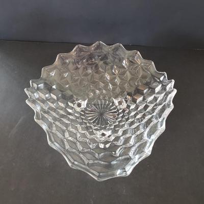 LOT 132L: Fostoria American Footed Dish and Clear Glass Decorative Pieces