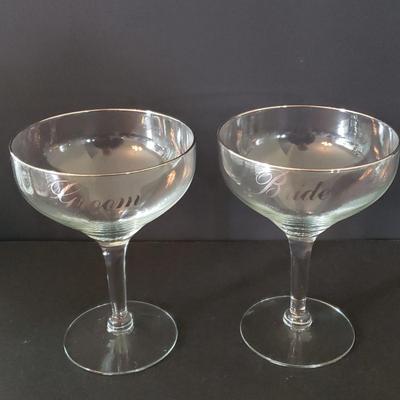 LOT 133D: Large Barware Collection; Schlitz Glasses, Stemware, Decanters, and More