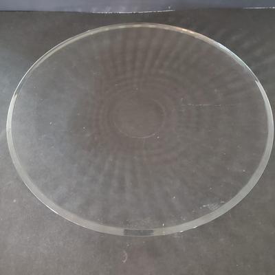 LOT 135L: Rare Fostoria American 12" Round Glass Tray with Assortment of Serving Dishes with Different Patterns and Textures