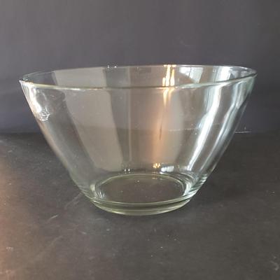 LOT 135L: Rare Fostoria American 12" Round Glass Tray with Assortment of Serving Dishes with Different Patterns and Textures