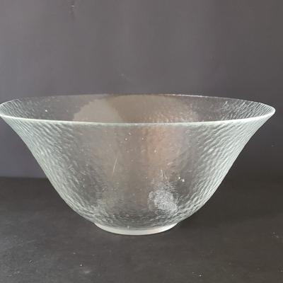 LOT 135L: Rare Fostoria American 12" Round Glass Tray with Assortment of Serving Dishes with Different Patterns and Textures