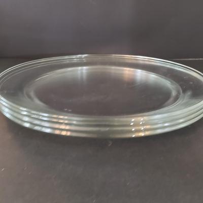 LOT 136L: 14" Lead Crystal Cathedral Cake Plate, Glass Egg Plate, Fish Dish, and More