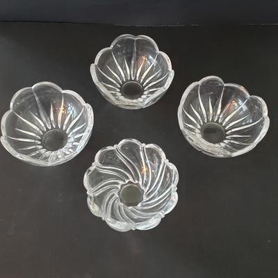 LOT 136L: 14" Lead Crystal Cathedral Cake Plate, Glass Egg Plate, Fish Dish, and More