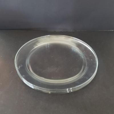 LOT 136L: 14" Lead Crystal Cathedral Cake Plate, Glass Egg Plate, Fish Dish, and More