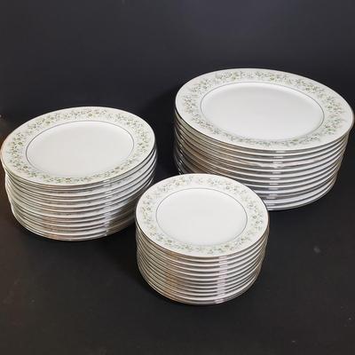 LOT 137D: Noritake Savannah Service for 12, Serving Platters and Bowls, Teacups/Saucers, and Creamer with Sugar
