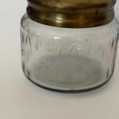LOT 147F: Crackle Glass Jars w/ Brass Lids
