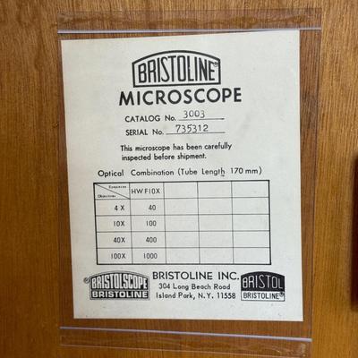 LOT 148F: Vintage Bristolscope Bristoline Microscope