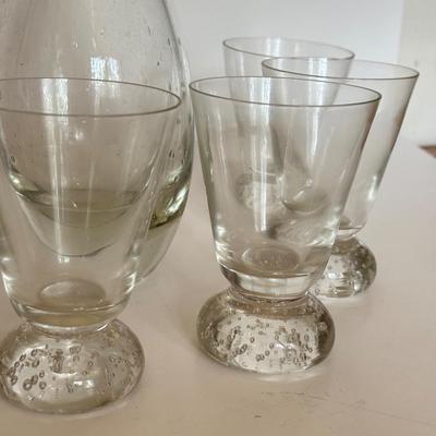 LOT 150F: Bubble Glass Decanter w/ Matching Cups