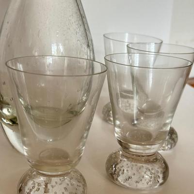 LOT 150F: Bubble Glass Decanter w/ Matching Cups