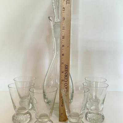LOT 150F: Bubble Glass Decanter w/ Matching Cups