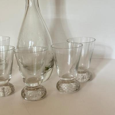 LOT 150F: Bubble Glass Decanter w/ Matching Cups